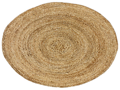 Round jute rug with a beige spiral weave pattern (80×80 cm)