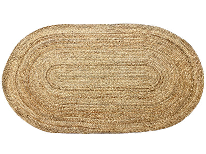 Jute rug 80x150 cm, large oval with a light spiral pattern