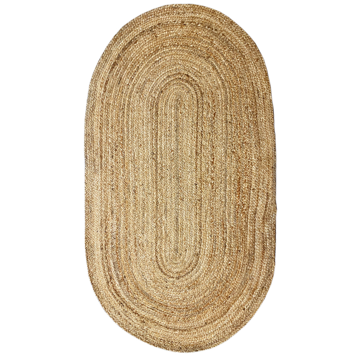 Jute rug 80x150 cm, oval rug with a spiral pattern