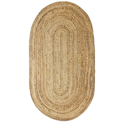 Jute rug 80x150 cm, oval rug with a spiral pattern