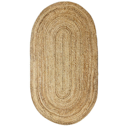 Jute rug 80x150 cm, oval rug with a spiral pattern