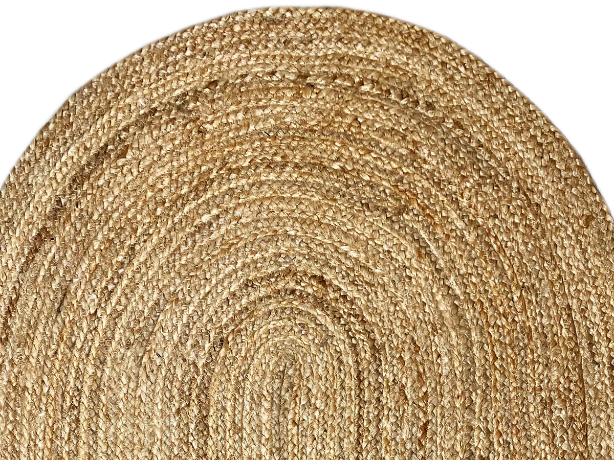 Jute rug 80x150 cm, detailed view of the spiral jute pattern