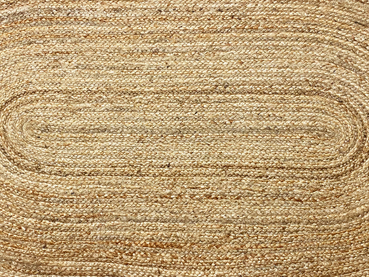 Jute rug 80x150 cm, woven jute fibers with a light spiral pattern
