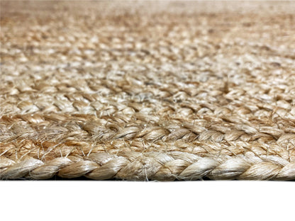 Jute rug weave close-up: braided fibers and sturdy thread structure
