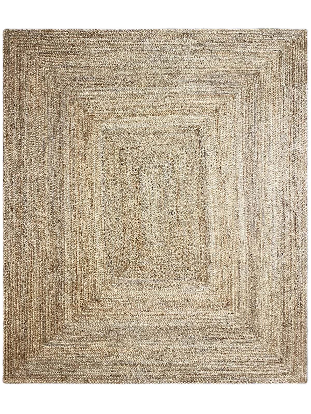 Jute rug with a geometric square pattern, natural beige, flat-woven.