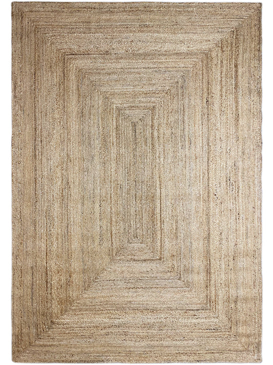 Jute rug with geometric pattern, rectangular, natural brown