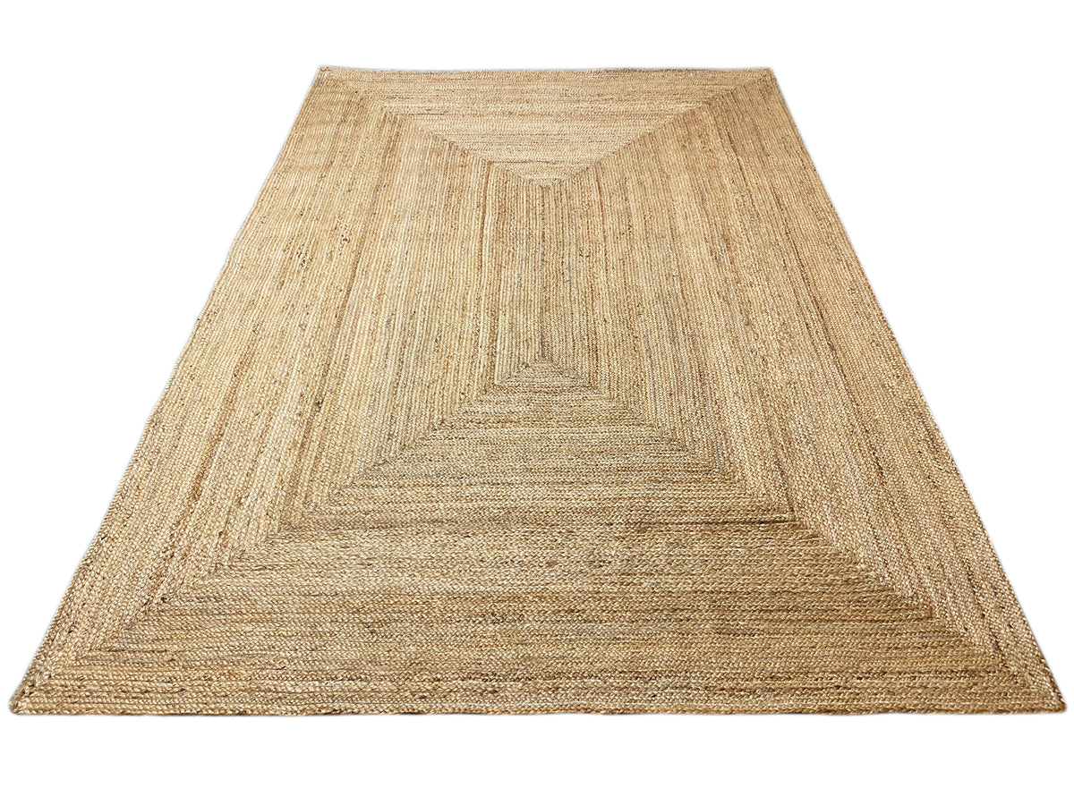 Jute rug with geometric pattern, natural brown, large-area view