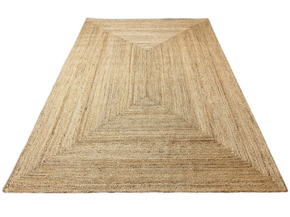 Jute rug with geometric pattern, natural brown, large-area view