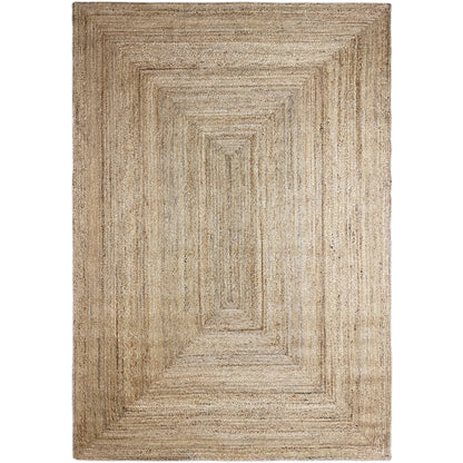 Jute rug with a geometric central pattern, rectangular, natural brown, 200x290 cm
