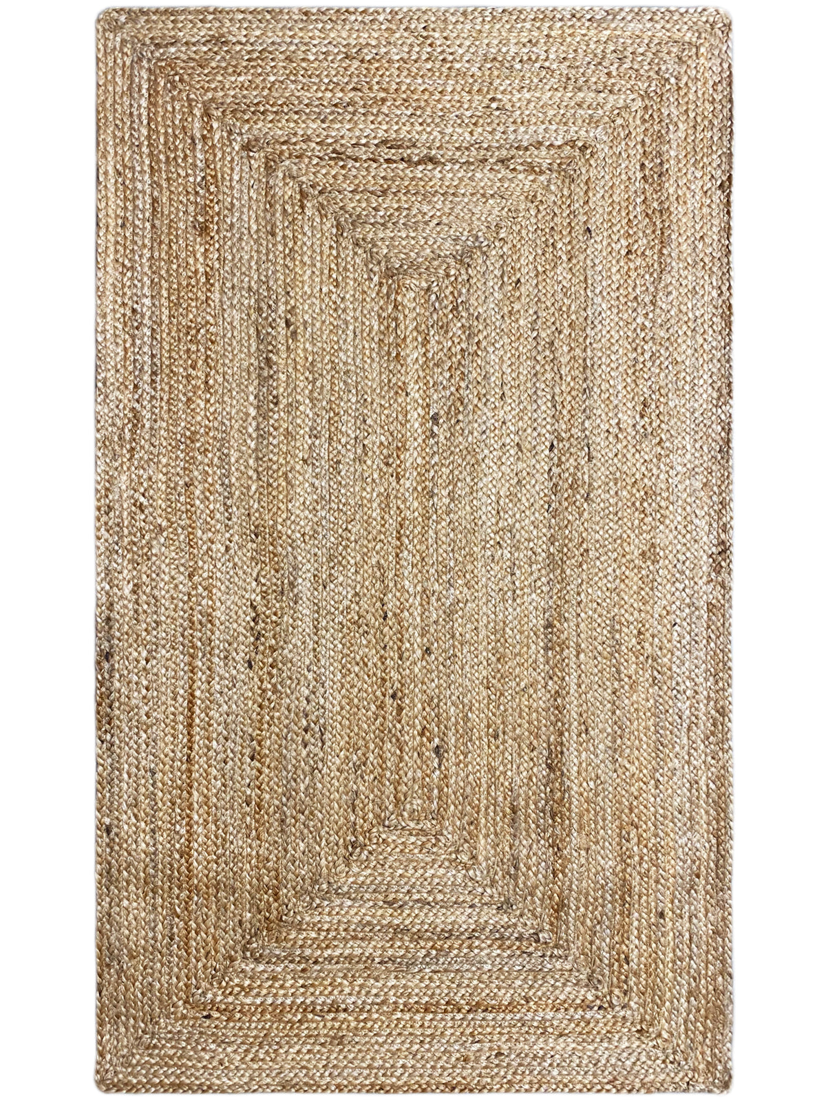 Boho-style jute rug, 80x150 cm, rectangular, beige flatweave with border pattern