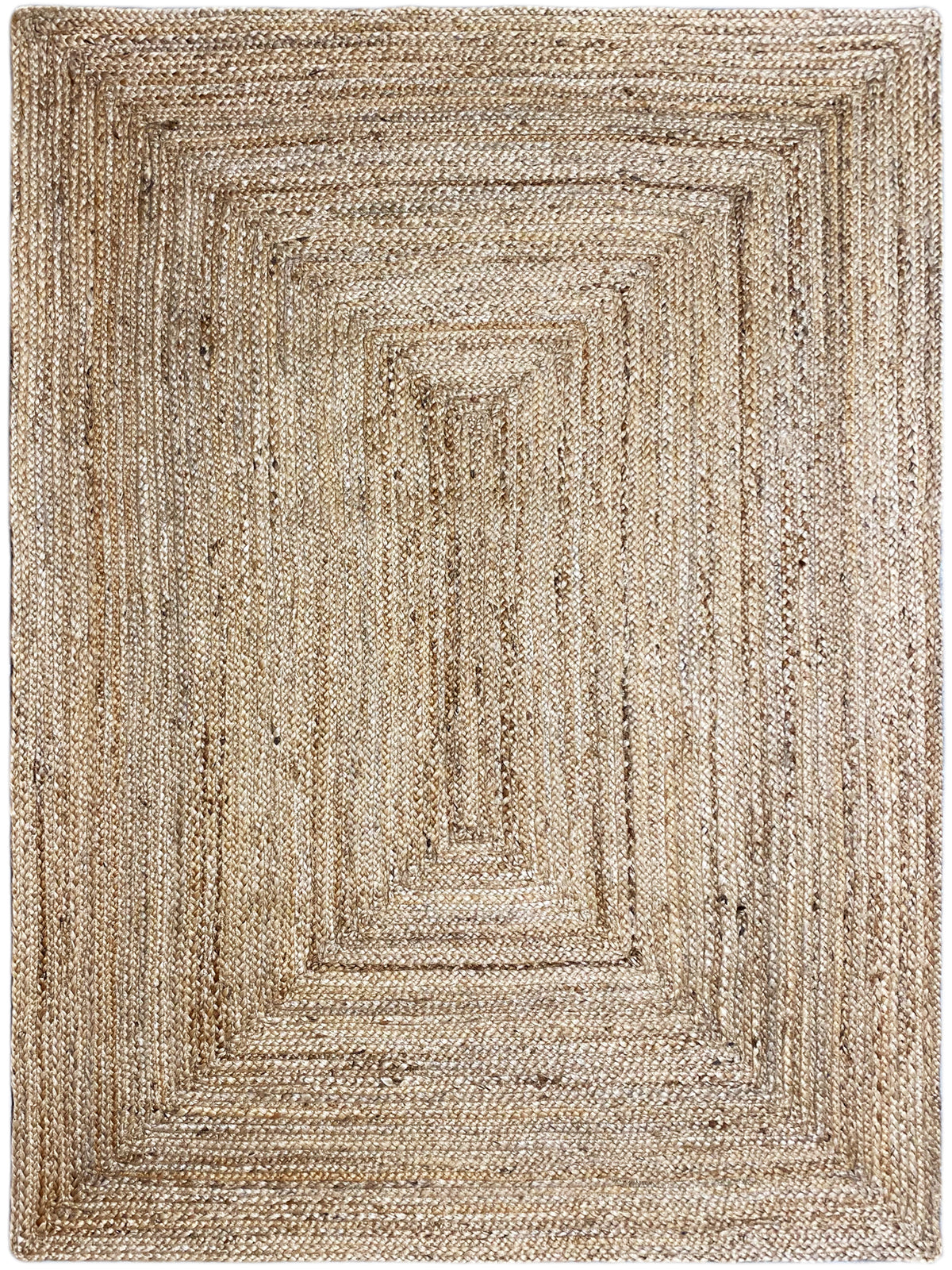 Jute rug 120x170 cm with beige woven pattern and geometric border
