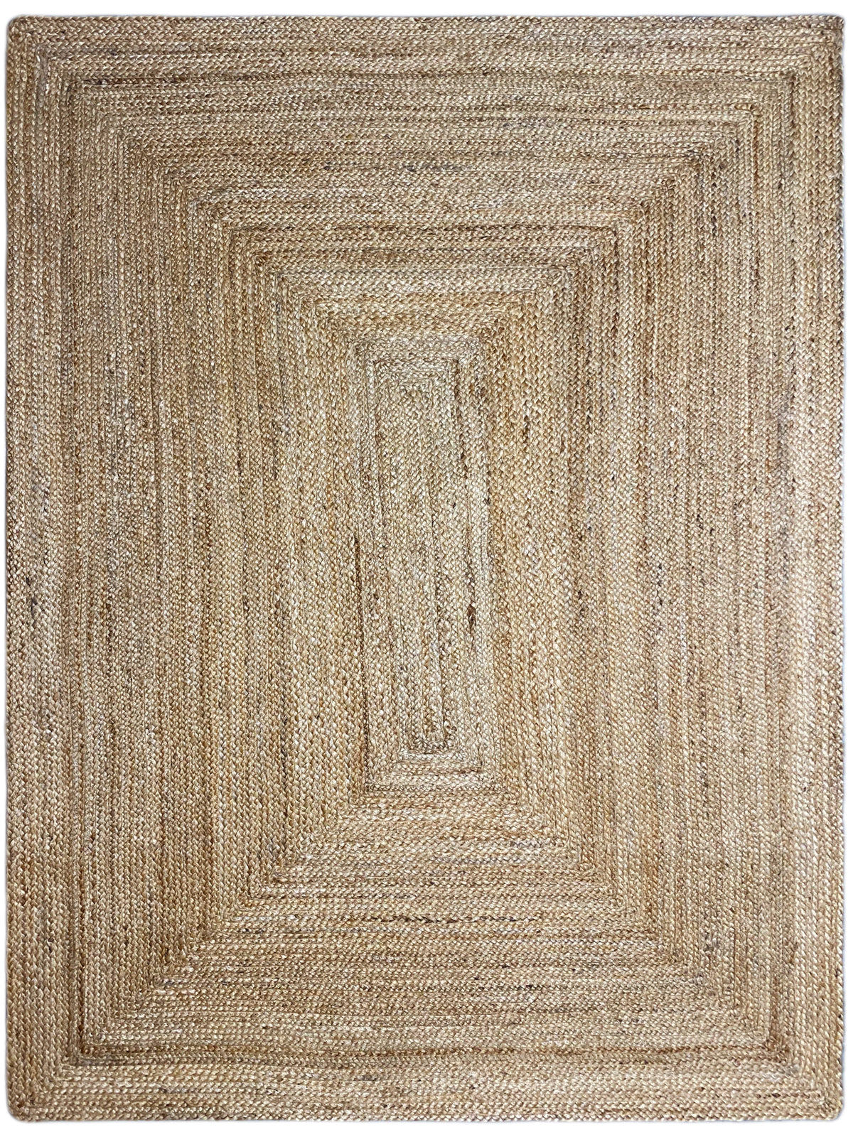Natural-colored jute rug with square pattern, bound edge, rectangular, 140x200