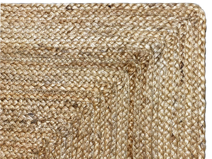 Close-up of natural jute fabric with a dense woven structure and a relief-like thread pattern