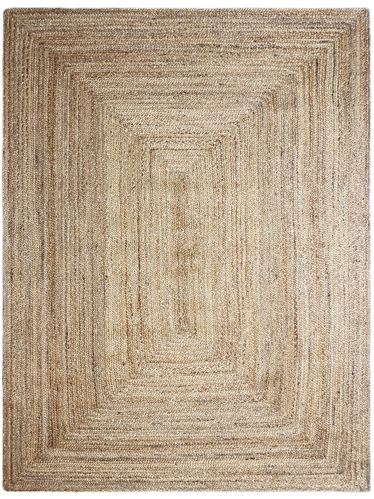 Jute rug 160x230 cm: square border pattern, beige woven rug