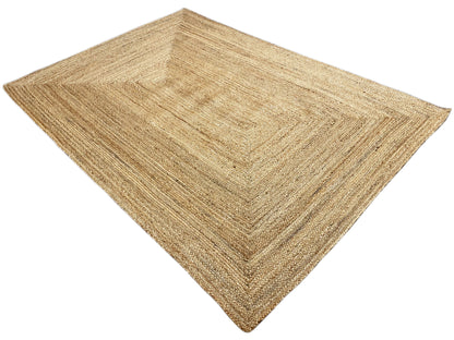 Jute rug 160x230 cm, laid out diagonally, beige-gold square pattern