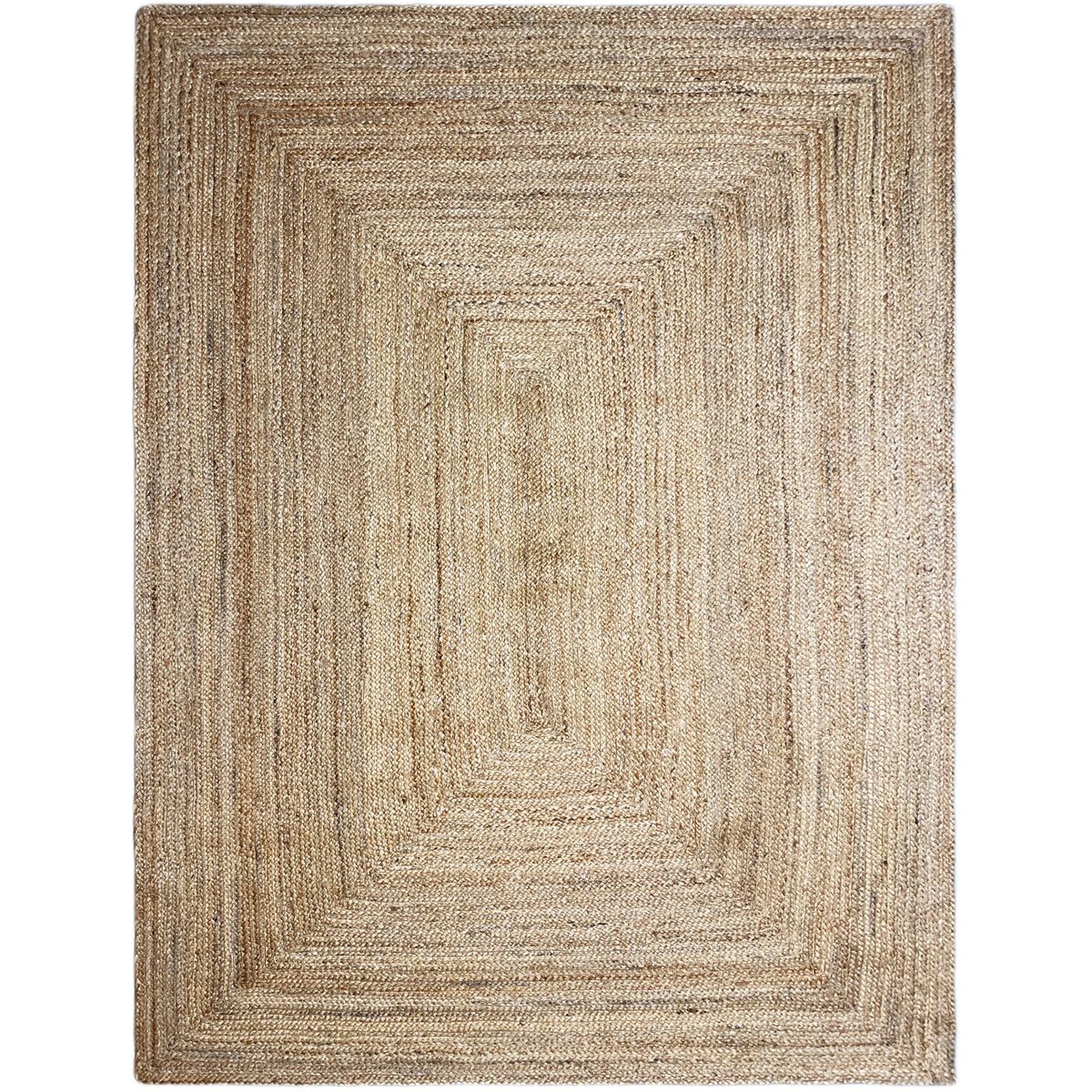 Jute rug 160x230 cm with a symmetrical square pattern, beige tone-on-tone woven look