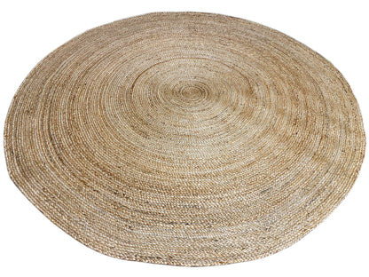Round jute rug, approximately 170×170 cm, natural tone, spiral weave