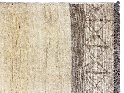 Gabbeh kilim rug, detail of the side border with a geometric pattern and fringes