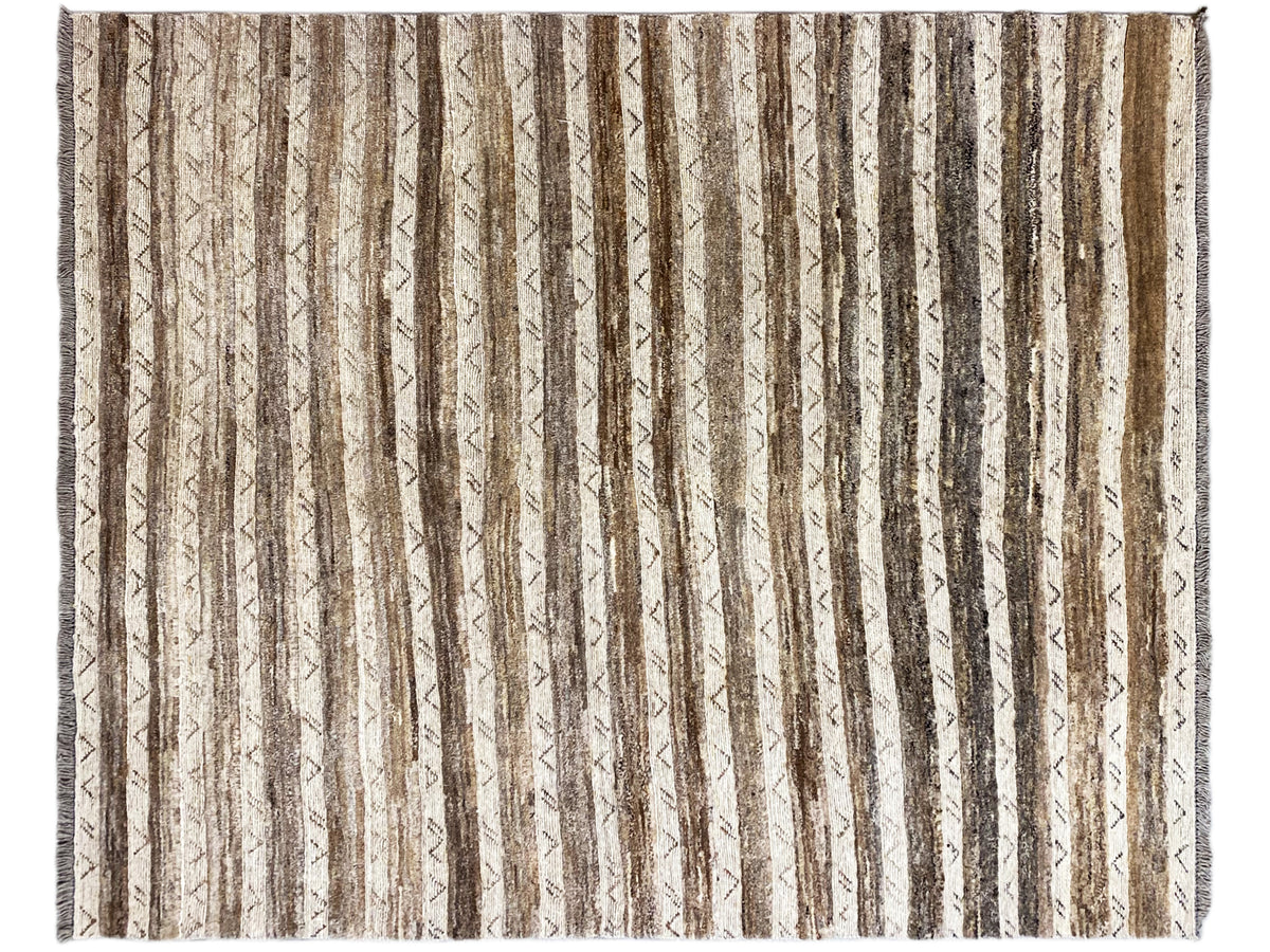 Kelim-Gabbeh-Teppich mit horizontalen Streifen in Beige und Braun, rechteckig