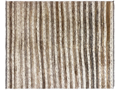 Kelim-Gabbeh-Teppich mit horizontalen Streifen in Beige und Braun, rechteckig
