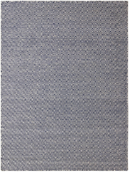 Kelim-Teppich mit Rauten-Diamond-Muster in Marineblau/Weiß, 160×230 cm