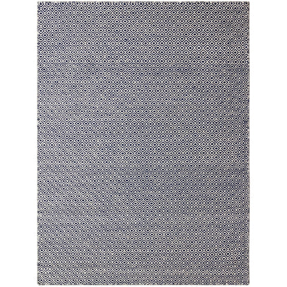 Kelim-Teppich mit gleichmäßigem Rauten-Diamond-Muster, Blau/Weiß, flach gewebt