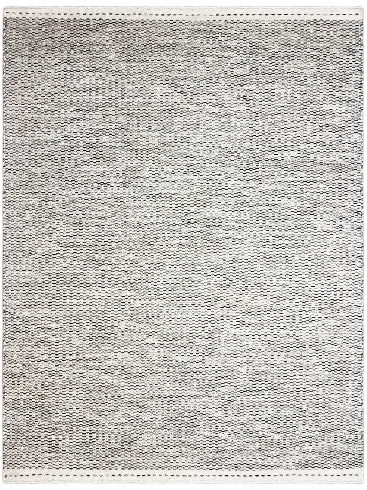 Rectangular kilim rug with a fine dotted pattern, mottled light gray, bound edge