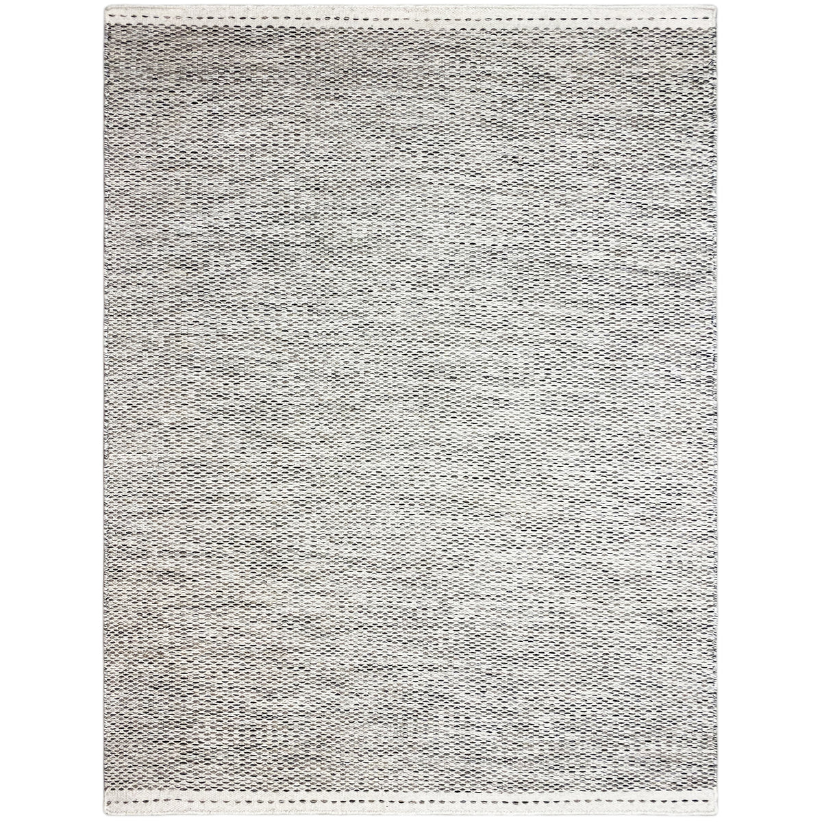 Light gray kilim rug with a dot pattern and bound edge, rectangular (160x230 cm)