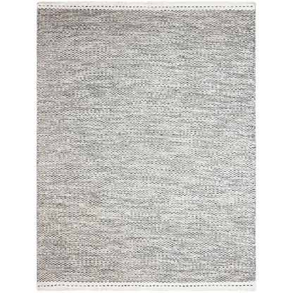 Light gray kilim rug with a dot pattern and bound edge, rectangular (160x230 cm)