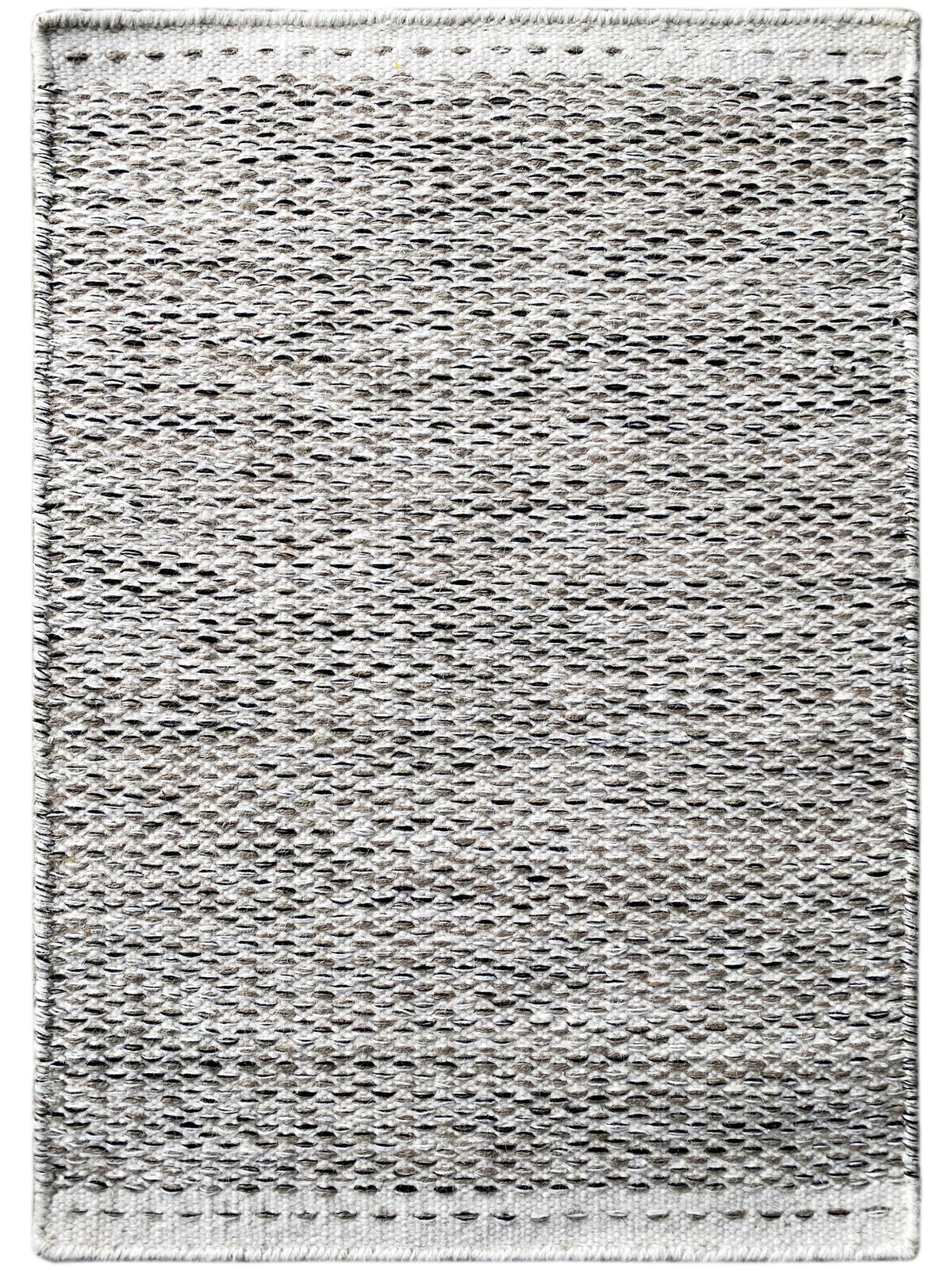Kelim-Teppich Dot 60x90 cm, hellgrau mit dunklen Punktmustern und eingefasster Kante