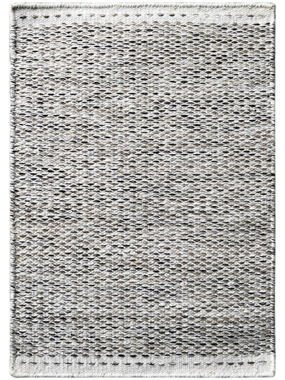 Kelim-Teppich Dot 60x90 cm, hellgrau mit dunklen Punktmustern und eingefasster Kante