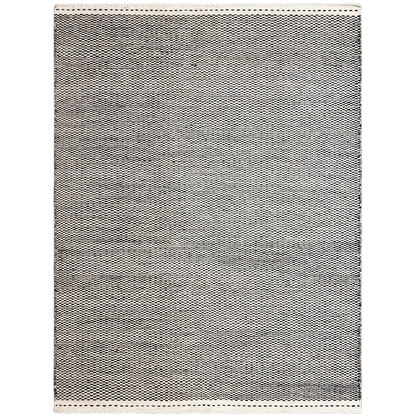 Kilim rug, evenly dark gray with a dotted decorative seam running around the edge