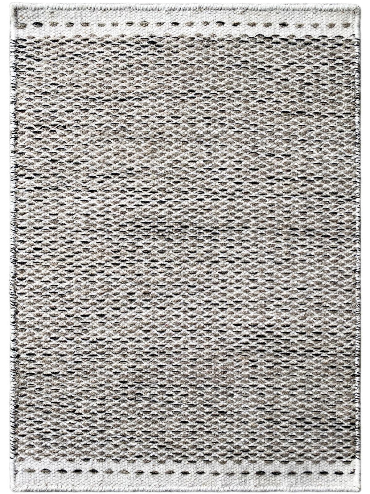 Gray kilim rug 60x90 cm, front view, fine flat weave with black border