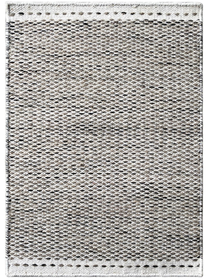 Gray kilim rug 60x90 cm, front view, fine flat weave with black border