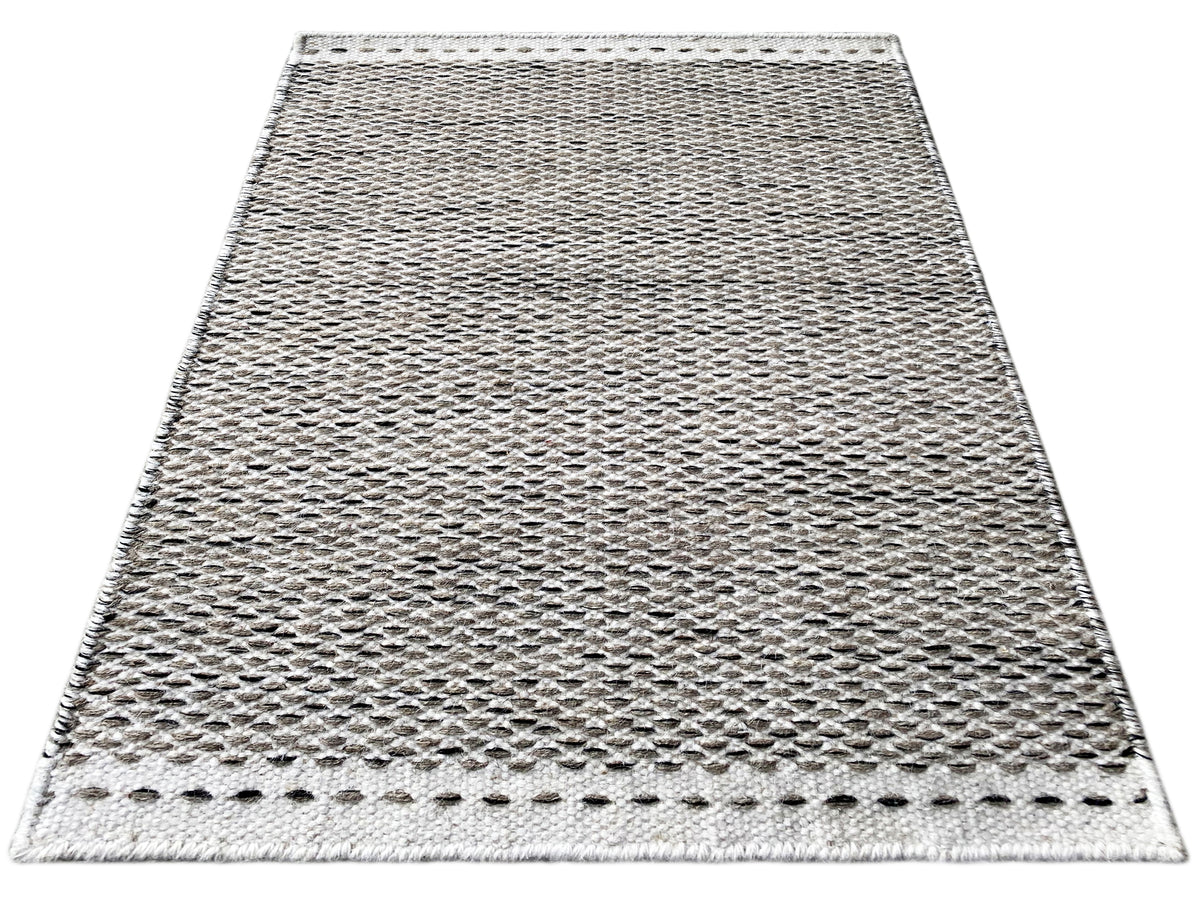 Gray kilim rug 60x90 cm, rectangular, flat-woven zigzag/diamond pattern