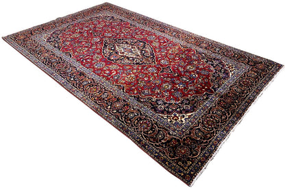 Keshan carpet (318x192 cm), red field pattern with richly decorated border ornaments