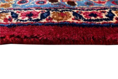 Khorasan rug (296x198 cm) close-up: colorful border and short pile along the edge