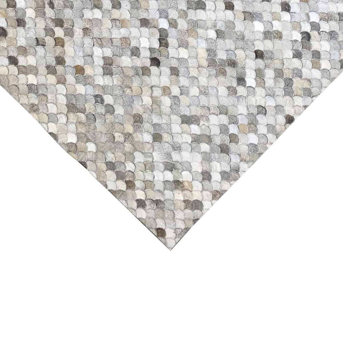 Shell calfskin rug with detailed shell pattern, light beige and gray tones