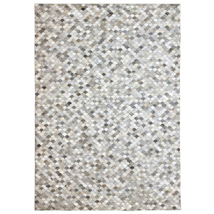 Shell calfskin rug 228x159 cm with a shell pattern in light beige, gray, and anthracite
