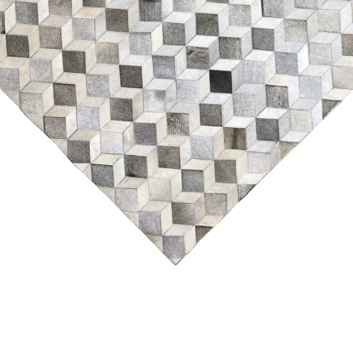 Carpet corner with a cube pattern made of light and dark gray areas