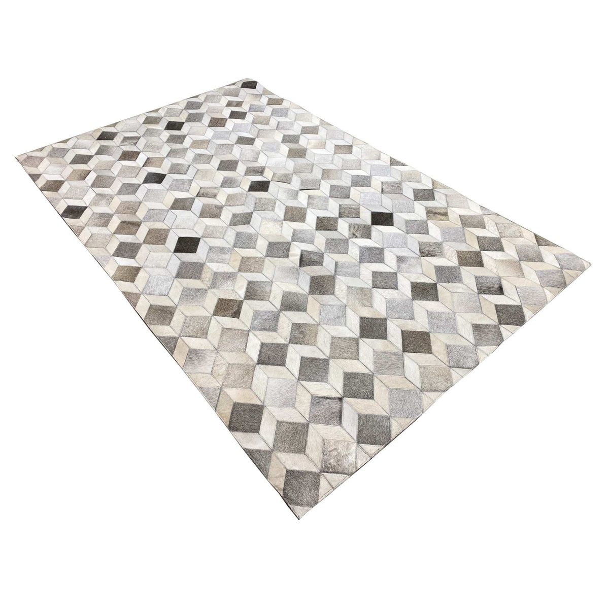 Rug with a geometric pattern in beige, gray, and black
