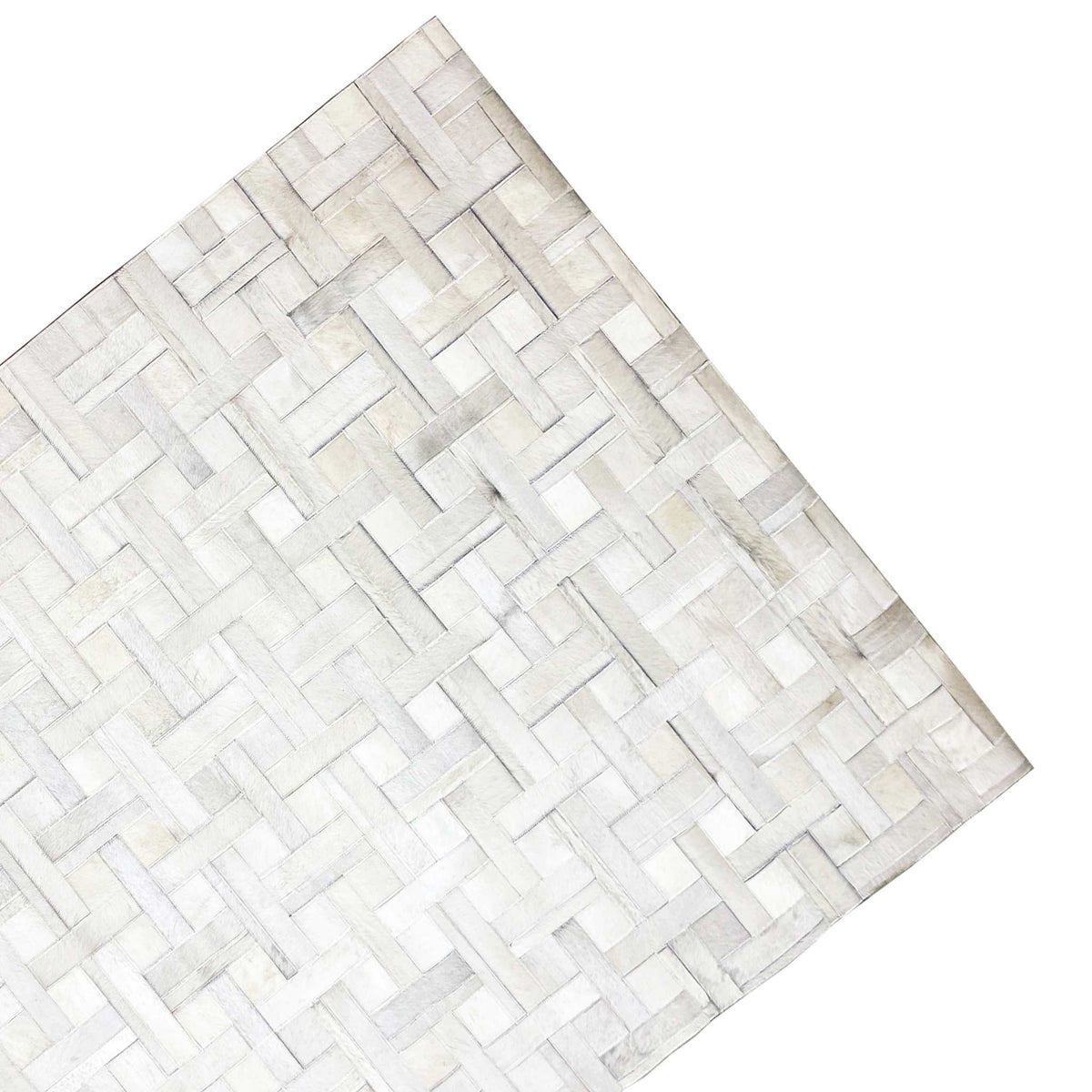 Leather rug with a brick pattern, light tone-on-tone color scheme