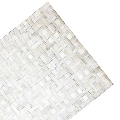 Leather rug with a brick pattern, light tone-on-tone color scheme