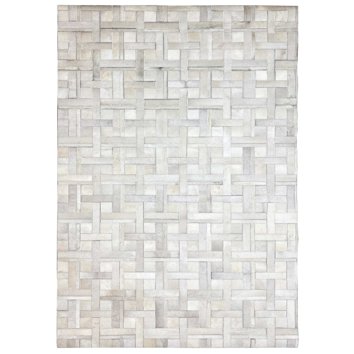 Top view: leather rug with a brick pattern in light tones