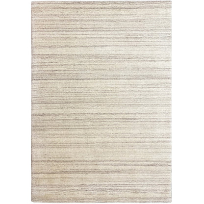 Gabbeh-Loom-Teppich mit feinen horizontalen Streifen, hellbeige, rechteckige Form