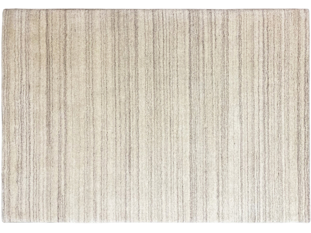 Gabbeh-Loom-Teppich mit feinem Streifenmuster, hellbeige-grau, rechteckig
