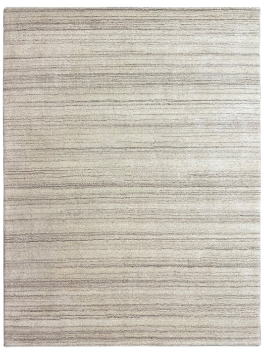 Rug with a beige background and fine horizontal lines, rectangular