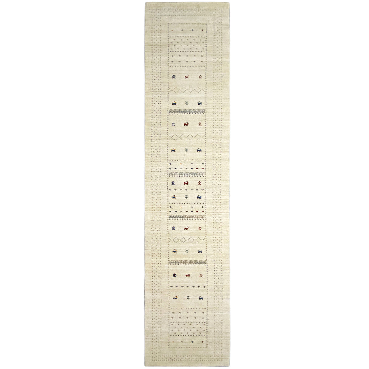 Loom Luri Läuferteppich 82x400 cm, beiger Läufer mit feinen mehrfarbigen Streifen