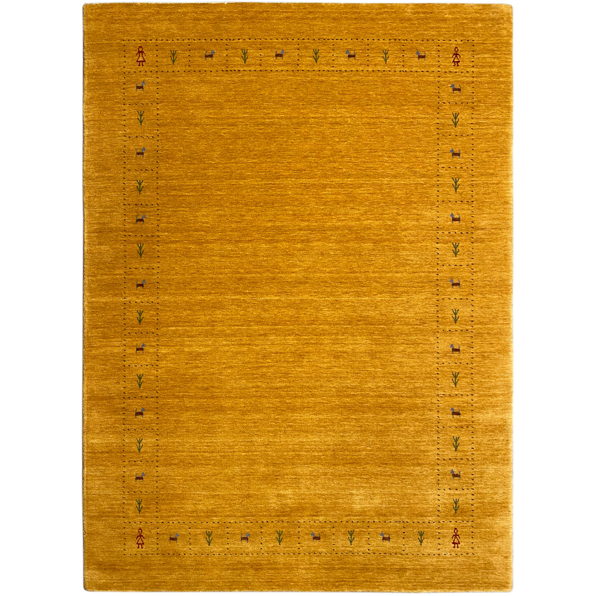 Loom Luri Teppich 200x142 cm mit gelbem Flachgewebe und Bordüre