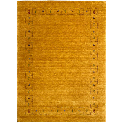 Loom Luri Teppich 200x142 cm mit gelbem Flachgewebe und Bordüre